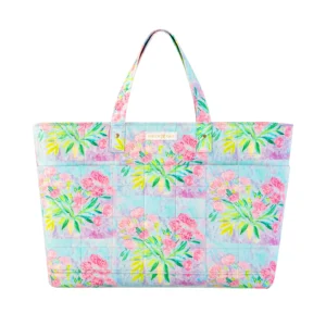 Pink Peony Quilted Tote Bag