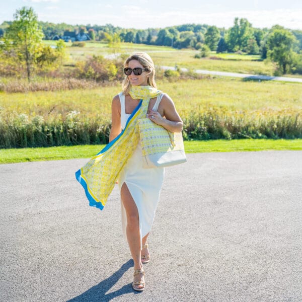 Double Lemon with Orange Marigold Silk Scarf - Image 4