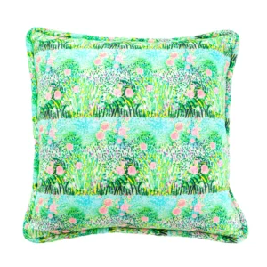 Pair of Pink Roses on Green 20" Decorative Corded Pillow Covers
