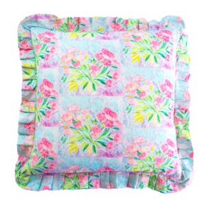 Pair of Pink Peony 20" Square Decorative Ruffled Pillow Covers